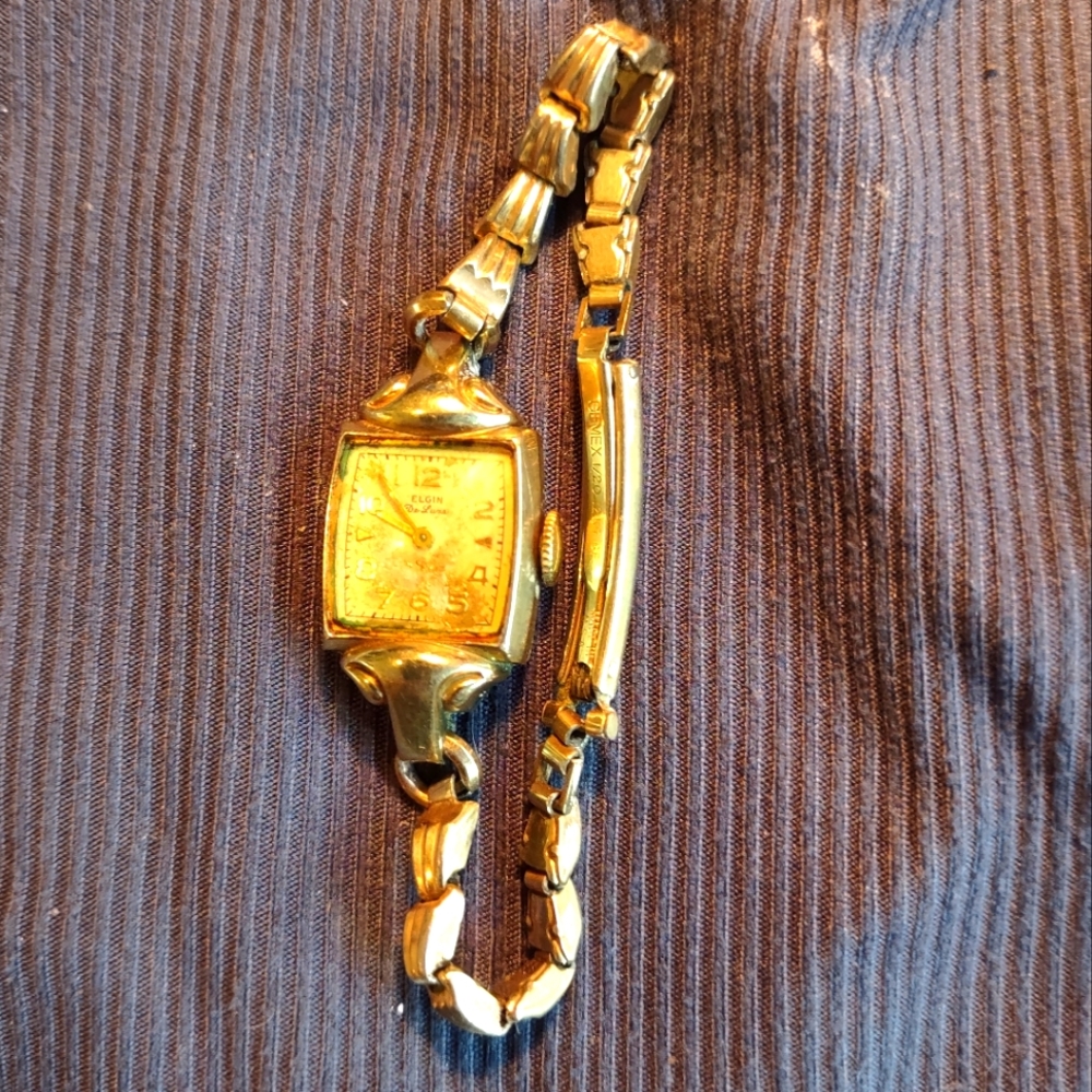 10k Yellow Gold Fld Vintage Lady Elgin De Luna Watch